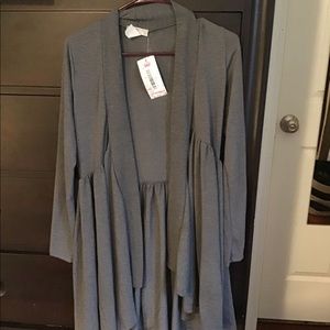 Flowy gray open cardigan cascade zulily